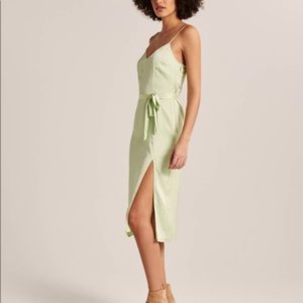 NWT Satin Cami Slip Midi Dress Light Green Small